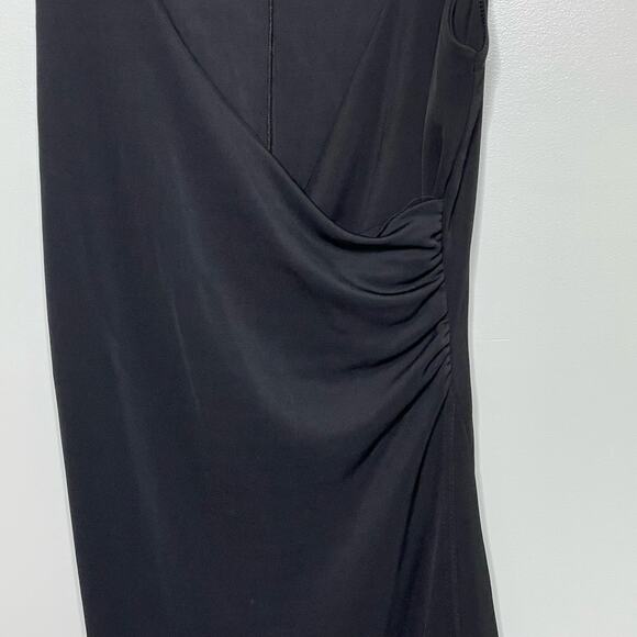 Y2K Hennes Collection Wrap Dress Midi Length Sleeveless Ruched Side Sexy Black 8 - Picture 6 of 10